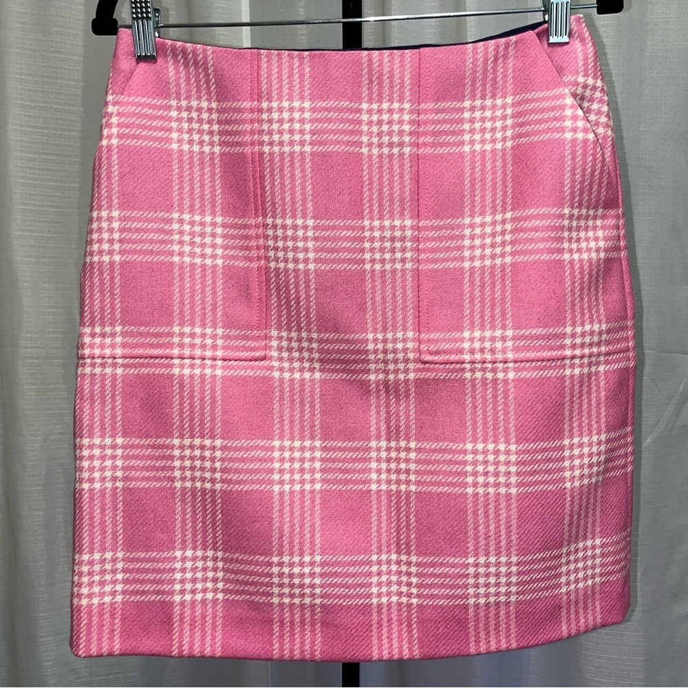 Boden Heritage British Tweed Pink Wool Plaid Mini Skirt NWT | size 4R